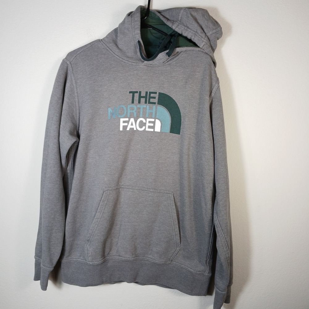 The North Face Mens Sweater Medium Gray Hoodie Fleece Sweatshirt Logo Men‎ BB38
